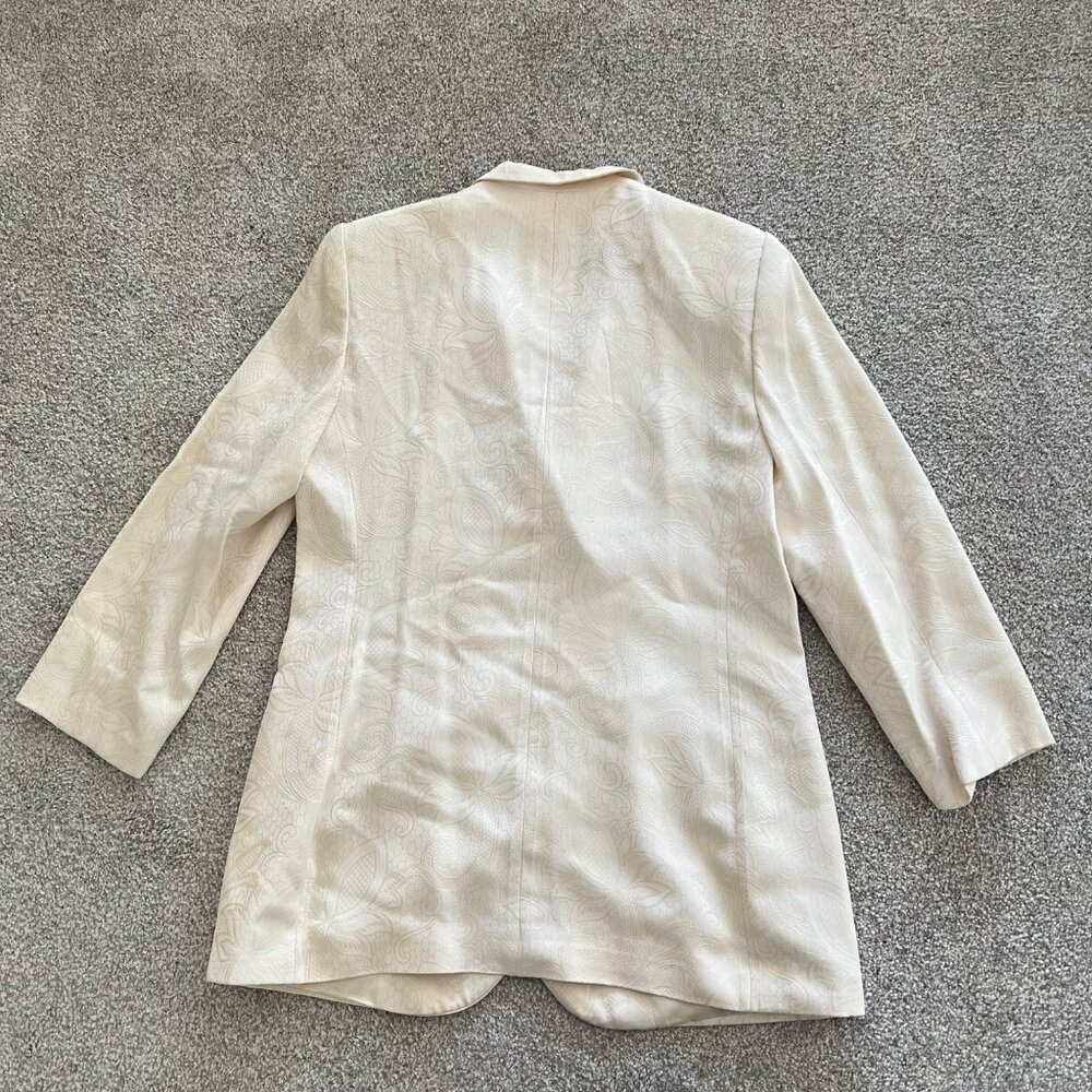 Giorgio Armani Vintage Silk Cream Elegant Floral Jacquard Fabric Blazer Medium - Picture 10 of 13